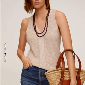 Mango linen knit tank top. Cream/apricot melange color